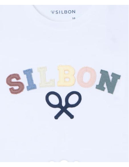 Camiseta kids Silbon raqueta media multicolor blanco