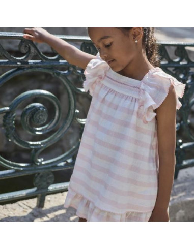 VESTIDO VUELO RAYAS ROSA CUPCAKE LA...