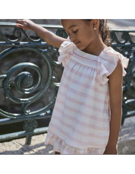 VESTIDO VUELO RAYAS ROSA CUPCAKE LA MARTINICA