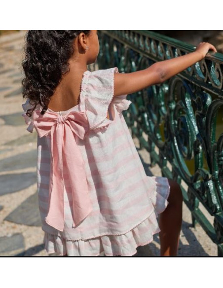 VESTIDO VUELO RAYAS ROSA CUPCAKE LA MARTINICA