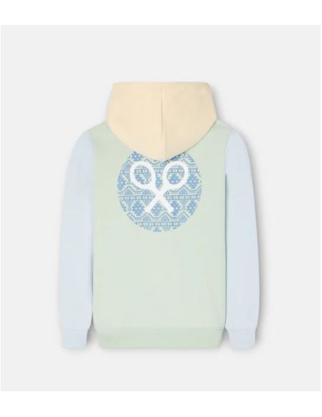 Sudadera kids Silbon capucha raqueta etnica verde