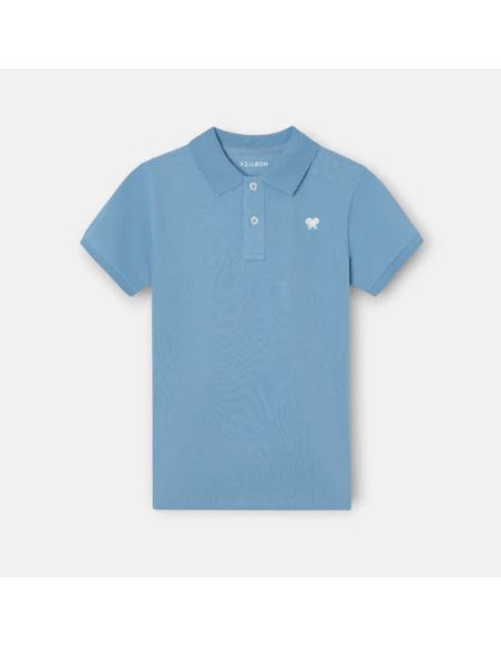 Polo kids Silbon liso logo rizo azul medio