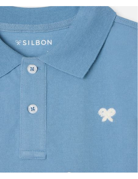 Polo kids Silbon liso logo rizo azul medio
