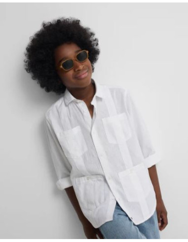 Guayabera sport kids Silbon lino blanco