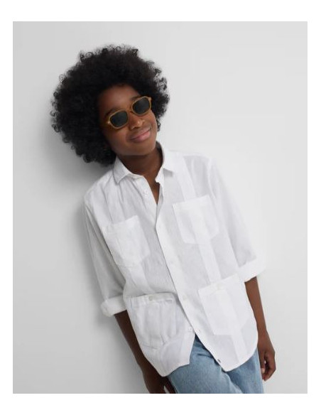 Guayabera sport kids Silbon lino blanco