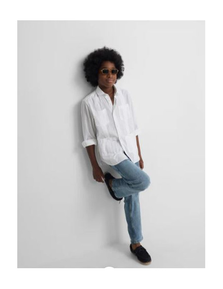 Guayabera sport kids Silbon lino blanco